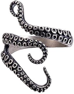 Vintage Adjustable Octopus Vintage Ring Stainless Steel Punk Style Jewelry Silver Black