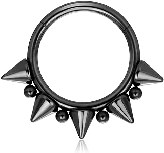 14G 16G Septum Jewelry G23 Titanium Septum Rings Spiked Cartilage Helix Earrings Hinged Segment Seamless Clicker Nose Rings Daith Piercing Jewelry