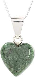 Spring Ring Clasp Artisan-Crafted Green Jade Heart Pendant Necklace with Sterling Silver Chain for Women, Handmade by Guatemalan Artisans - 'Love Immemorial' from NOVICA