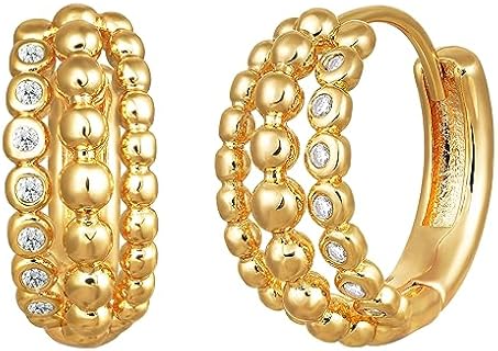 Dainty 18K Gold Plated Tassel Hoop Earrings with Cubic Zirconia for Women - Hypoallergenic Geometric Cross Design