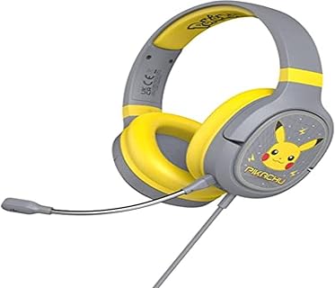 OTL Technologies Pokémon Pikachu Gaming Kopfhörer, Grau und Gelb, mit 50 mm Over-Ear-Lautsprechern und omnidirektionalem Mikrofon, ideal für erwachsene Spieler