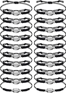 Hicarer 20 Pieces Football Bracelets Adjustable Football Charm Bracelets Football Gifts for Boys Girl Women Men Teens Most Sport Team Players