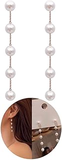 Yheakne Boucles d'oreilles pendantes en perles pour femmes et filles, à longue chaîne en or, style vintage, parfaites pour les occasions spéciales et les tenues de tous les jours