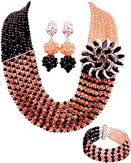 8 Rows African Bead Necklace Jewelry Set for Women Nigerian Wedding Bridal Jewelry Sets