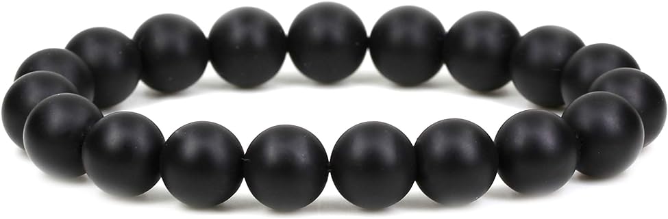 Gem Semi Precious Gemstones 10mm Round Beads Crystal Stretch Bracelet 7.2 Inch Unisex