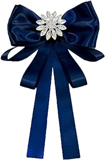 Elegant Flower Rhinestone Big Bowknot Ribbon Shirt Pre-tied Bow Neck Tie Brooches Lapel Pins for Women Girls Dainty Sparkly Crystal Suit Collar Tie Breastpin Corsage Clothes Accessories Fashion Jewelry Wedding Party Banquet Birthday Gifts