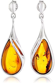Amber Sterling Silver Classic Teardrop Earrings