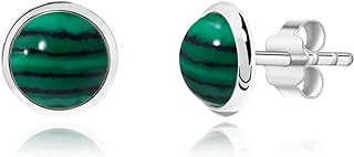 Airmoly Stud Earrings for Women Hypoallergenic Stainless Steel Created Turquoise/Onyx/Coral/Malachite Small Stud Earrings Tiny Studs Jewelry Gifts 8mm