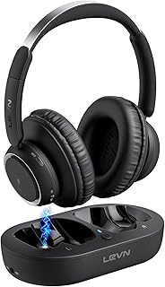LEVN Wireless Over-Ear Headphones for Seniors with No Audio Delay and 65-Hour Battery Life, Featuring Bluetooth 5.2 for Private TV Watching and Easy Plug-and-Play Setup
