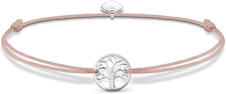 Thomas Sabo Damen Armband aus 925 Silber mit Zirkonia, 20 cm Stoffband, elegantes Design, ideal als Geschenk für Mutter, Freundin oder Schwester