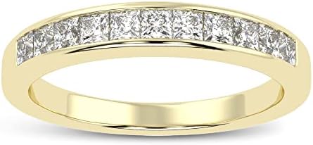 Princess Cut Channel Set Moissanite Wedding Band For Women 0.6 Carat VVS Moissanite Dainty Gold Stackable Ring Yellow, Rose, White Gold