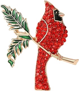 Rhinestone Enamel Cardinal Brooch Redbird Pin Mother's Day Gift Lucky Pin Red Bird Pin for Women Universal