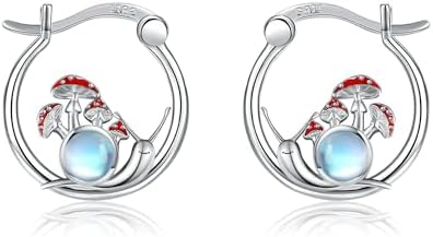 MONGAS Hoop Earrings Rubber Duck/Origami Horse/Snail Mushroom Earrings 925 Sterling Silver Earrings Jewelry Gifts for Women Girls