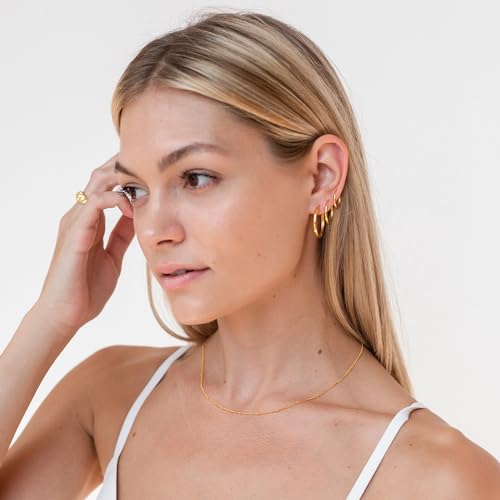 925 Sterling Silver Hoop Earrings,Small Gold Studs for Women Mini Cartilage Hoop Set Gold Huggie Earrings Hypoallergenic Studs Earrings for Girls Gold Earring Set for Multiple Piercing