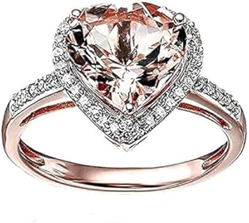 2.00Ct Heart-Cut Created Morganite & Diamond Halo Engagement Ring with 14K Rose Gold Plating in Silver for Women in Love