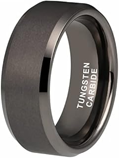 TUTISS 6mm 8mm Tungsten Rings for Men Women Fashion Engagement Wedding Bands Matte Finish Beveled Edges Comfort Fit