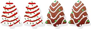 2Pcs Christmas Tree Cake Earrings for Women Christmas Tree Snowflake Acrylic Stud Earrings Christmas Holiday Jewelry for Girls Gift
