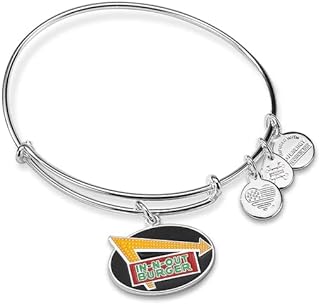 Alex and Ani A18EBINOUTSS,In N Out Burger Expandable Bangle Bracelet,Shiny Silver,Multi, Bracelet
