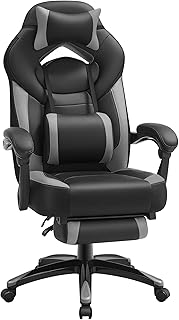 SONGMICS Ergonomischer Gaming-Stuhl mit Teleskop-Fußstütze und verstellbarer Kopfstütze, 70D x 64W x 120H cm, perfekte Unterstützung und Komfort für Gamer und Büroangestellte