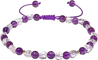 Amethyst Bead Chain Anklet with Push Button Clasp for Women, Handmade Beach Foot Jewelry with Tumbled Clear Quartz and Copper Accents