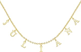 Uppercase Letter Charm Name Necklace Personlized Initial Alphabet Pendant Jewelry with 14K Gold Plated for Women Choker