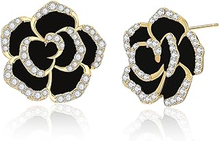 Aprilery Flower Stud Earrings for Women, Trendy Rhinestone Floral Heart Boho Studs Hypoallergenic Statement Earrings Cocktail Costume Jewelry Gifts for Women