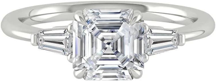 1 CT Engagement Ring for Women - Asscher Cut Moissanite Ring D Color VVS1 Moissanite 10K 14K 18K Gold 925 Sterling Silver Moissanite Engagement Ring for Her