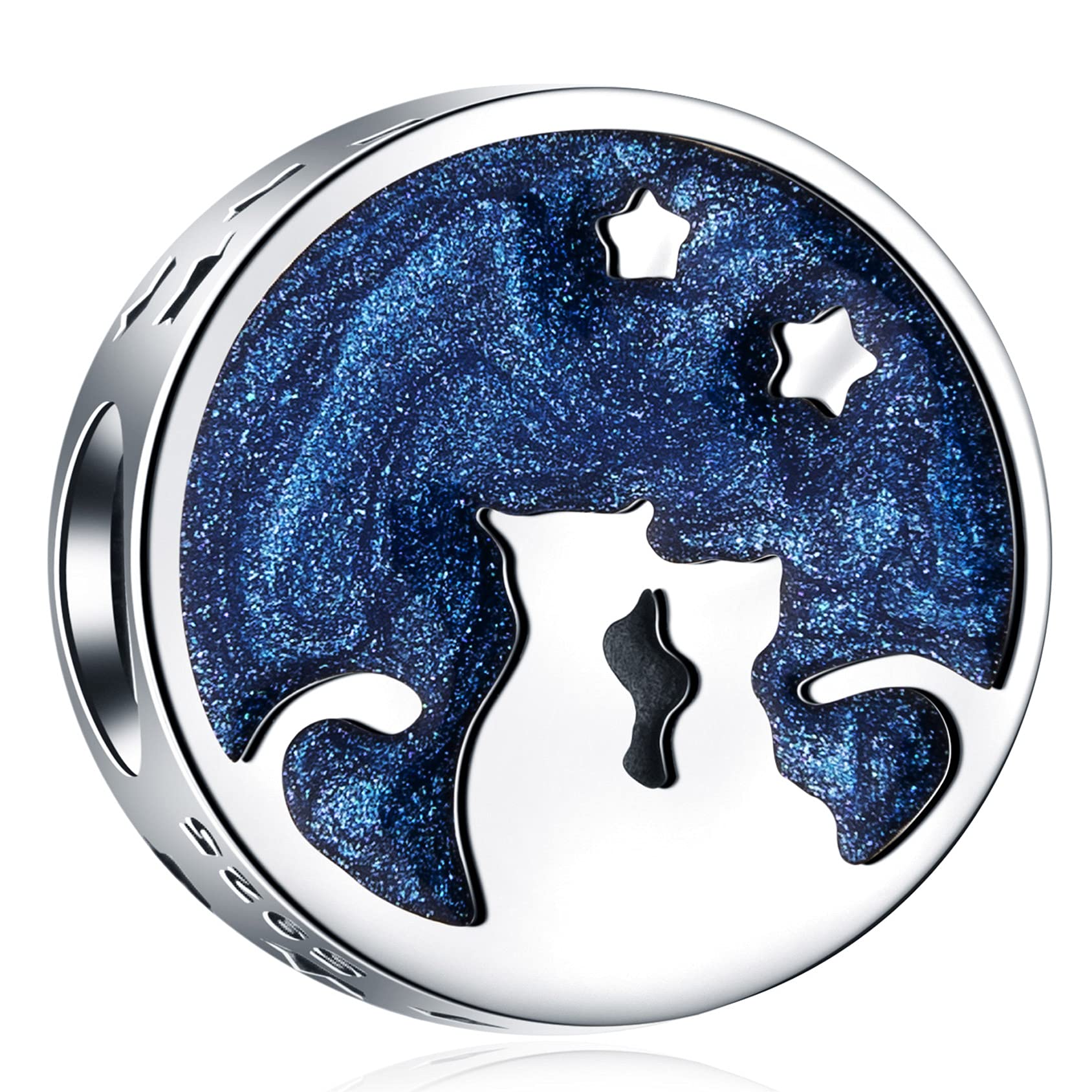 "Love to The Moon & Back" 925 Sterling Silver Bracelet with Cubic Zirconia Heart, Cupid Arrow, & 4 Leaf Clover Charms - Perfect Gift for Wife or Girlfriend