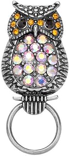 Vintage Rhinestone Cute Fat Owl Magnet Clip Magnetic Eyeglass Holder Brooch Jewelry