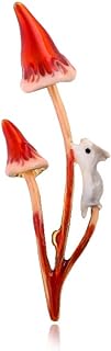 Mushroom Rabbit Brooch Pin for Women Girls Gold Plated Enamel Animal Plants Brooches Lapel Pins Fashion Christmas Festival Birthday Anniversary Ornament Dress Accessories Xmas Delicacy Jewelry Gift