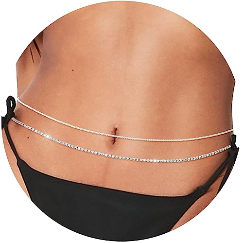 ELABEST Layered Beads Belly Chain Shiny Waist Chain Twisted Rope Chain Body Chain Waist Jewelry for Women Girls