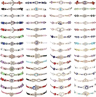Fumete 60 Pcs Evil Eye Bracelets Set Mexican Bracelets for Women Girls Boys Protection Anklets Jewelry Gift