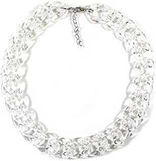 Curb Appeal, Transparent, Curb Chain Acrylic Necklace with Silvertone Chain, 18-20 Inches