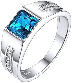 ChicSilver 6MM 925 Sterling Silver Mens Ring Round Cut AAA+ Cubic Zirconia Engagement Ring Eternity Wedding Band for Men Size 6-13