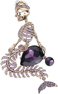 EVER FAITH Austrian Crystal Halloween Brooch - Dazzling Women's Mermaid Skull Crown Teardrop Design with Pin Clasp - Versatile Accessory for Fashion Statement