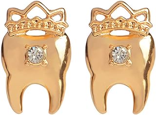 Tooth Teeth Earrings with Crystal Dentist Jewellry Chic Crown Studs Earrings for Girls Women