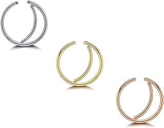 NZDLM Moon Nose Ring Hoop 20g Surgical Steel Nose Rings Septum Nose Ring Body Piercing Jewelry for Women Girls