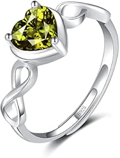Adjustable Sterling Silver Infinity Heart Ring with Cubic Zirconia March Birthstone for Women and Girls - Hypoallergenic Promise Ring Design