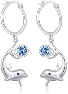 TRISHULA Animal Earrings Graduation Gift Turtle Dolphin Hedgehog Duck Dachshund Earrings 925 Sterling Silver Animal Hoop Earrings Starfish Earrings Animal Jewelry for Women Girls