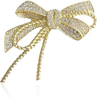 JDONL Bow Brooch Pins for Women Girls Vintage Rhinestone Crystal Statement Ribbon Bow Brooch Jewelry Gifts for Daily Wear Parties Weddings