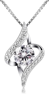 B.Catcher Collier en Argent 925 avec Zircon Cubique, Diamenté, Cadeau Idéal pour la Fête des Mères ou la Saint-Valentin, Taille 20mm x 12mm, Parfait pour Mariages et Anniversaires