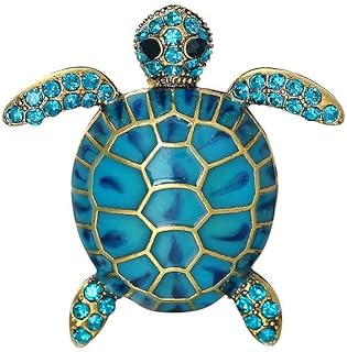 Vintage Sea Tortoise Animal Brooch Pin Crystal Turtle Lapel Pin Long Life Animal Badges Gift for Mother's Day