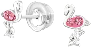 KIWI DAISY Flamingo .925 Sterling Silver Very Very Tiny Stud Earrings (Hypoallergenic)