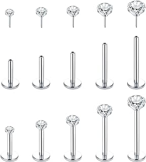 Aumeo 20G 18G 16G Threadless Push in Nose Rings Studs Surgical Steel Labret Jewelry Monroe Lip Rings Studs Medusa Ashley Piercing Jewelry for Women