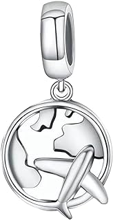 ABAOLA Airplane Dangle Charm 925 Sterling Silver Travel Beads Plane Charm fit Women Bracelets （Threaded hole）