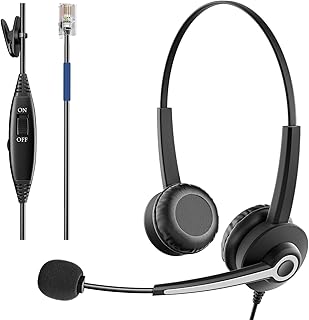 Wantek Casque Supra-auriculaire avec Microphone Réducteur de Bruit, Connecteur RJ9, et Coussinets Doux. Parfait pour Téléphones IP Ciscco et Amplificateurs Plantronix