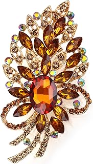 EVER FAITH Austrian Crystal Flower Ribbon Teardrop Brooch Pendant