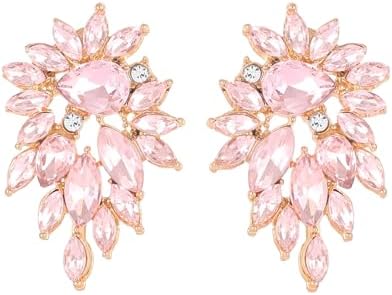 Vintage Rhinestone Drop Earrings for Women Brides Small Fancy Crystal Cluster Dangle Earrings for Wedding Party Prom Jewelry Gift