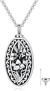 Sterling Silver Urn Pendant Necklace with Cable Chain, Personalized Birth Flower Keepsake for Women, No Gemstone, Ideal for Ashes or Memorials