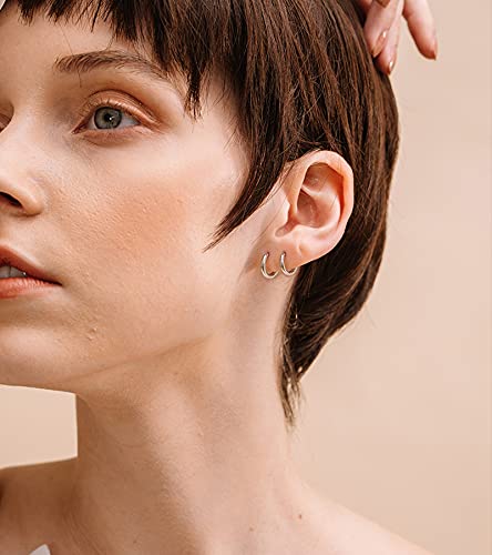 3 Pairs Small Cartilage Hoop Earrings for Women Men, Hypoallergenic Sterling Silver Post Huggie Earrings, 8/10/12mm